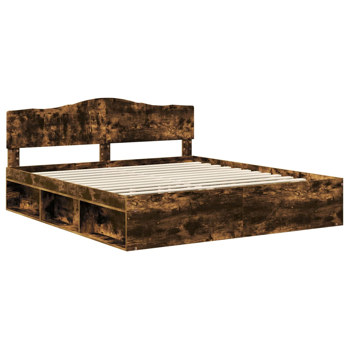 Bed Frame Smoked Oak 180 x 200 cm Solid Pine Wood
