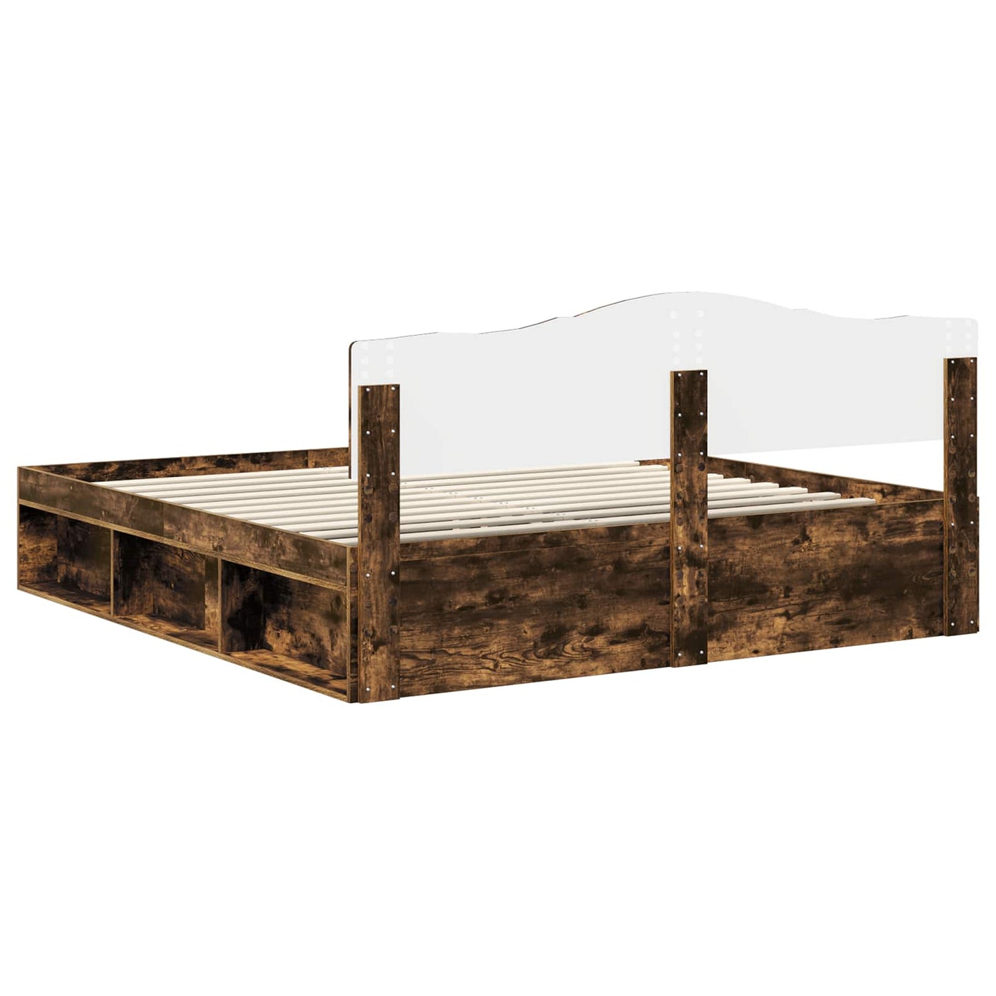 Bed Frame Smoked Oak 180 x 200 cm Solid Pine Wood