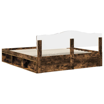 Bed Frame Smoked Oak 180 x 200 cm Solid Pine Wood