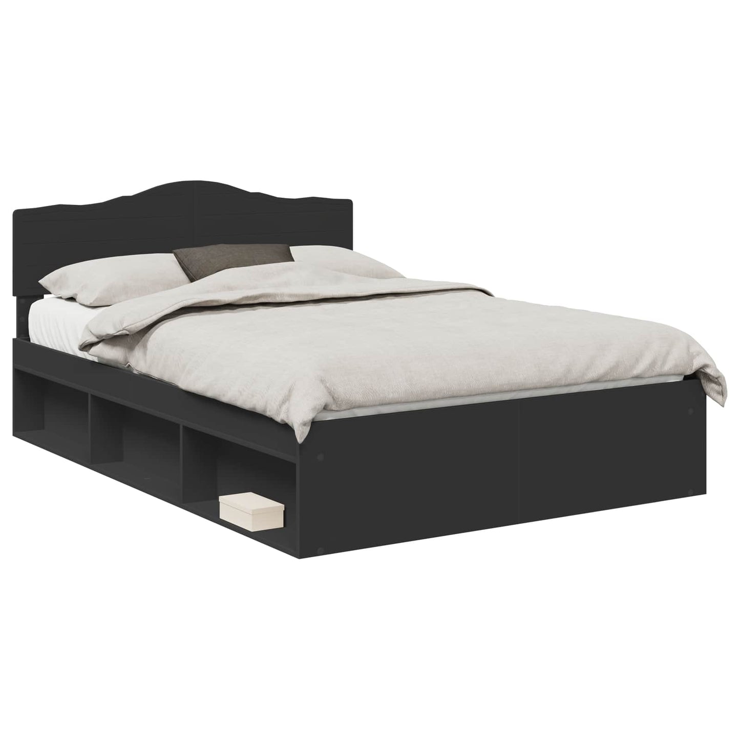 Bed Frame with Headboard Black 160 x 200 cm Solid Pine Wood