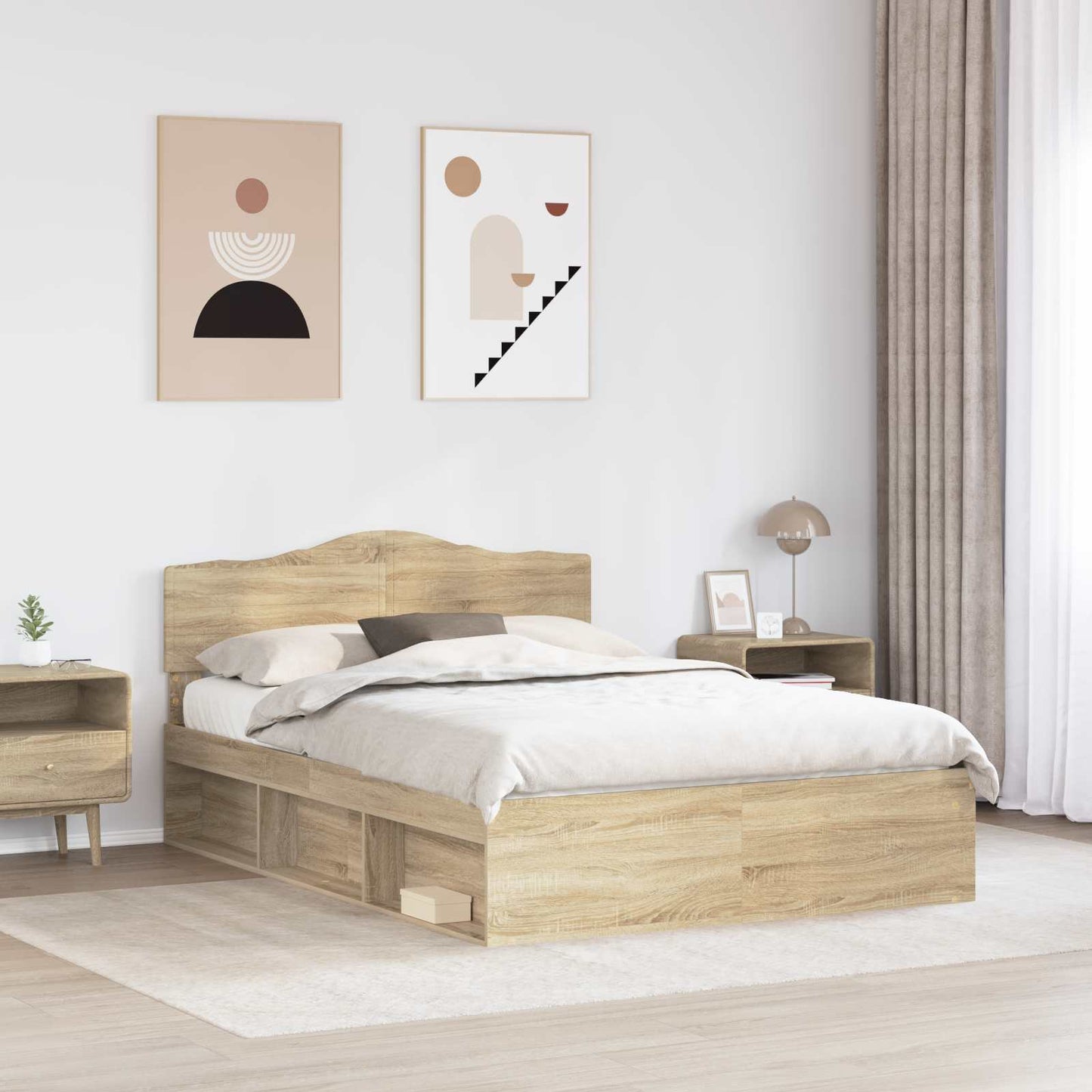 Bed Frame with Headboard Sonoma 160 x 200 cm Solid Pine Wood