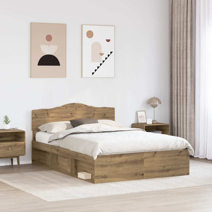Bed Frame Artisian Oak 160 x 200 cm Solid Pine Wood