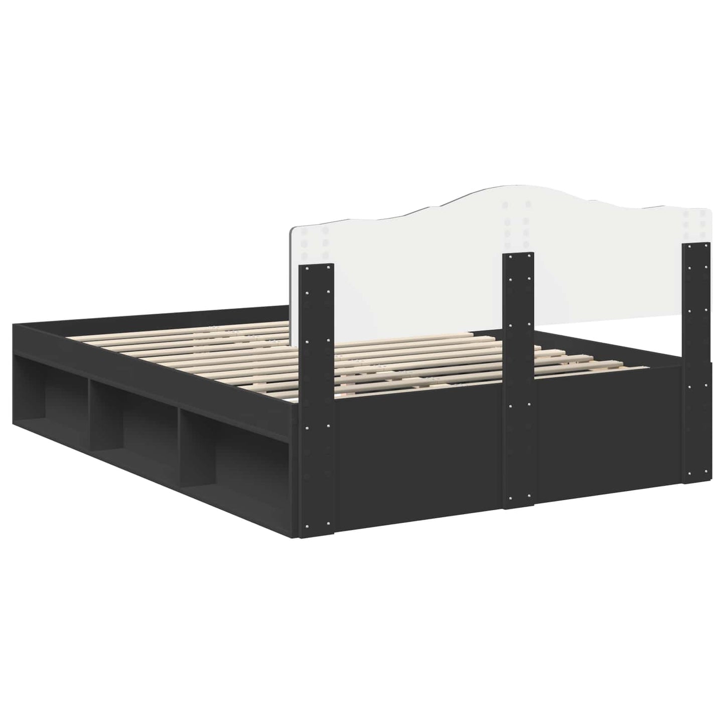 Bed Frame with Headboard Black 150 x 200 cm Solid Pine Wood
