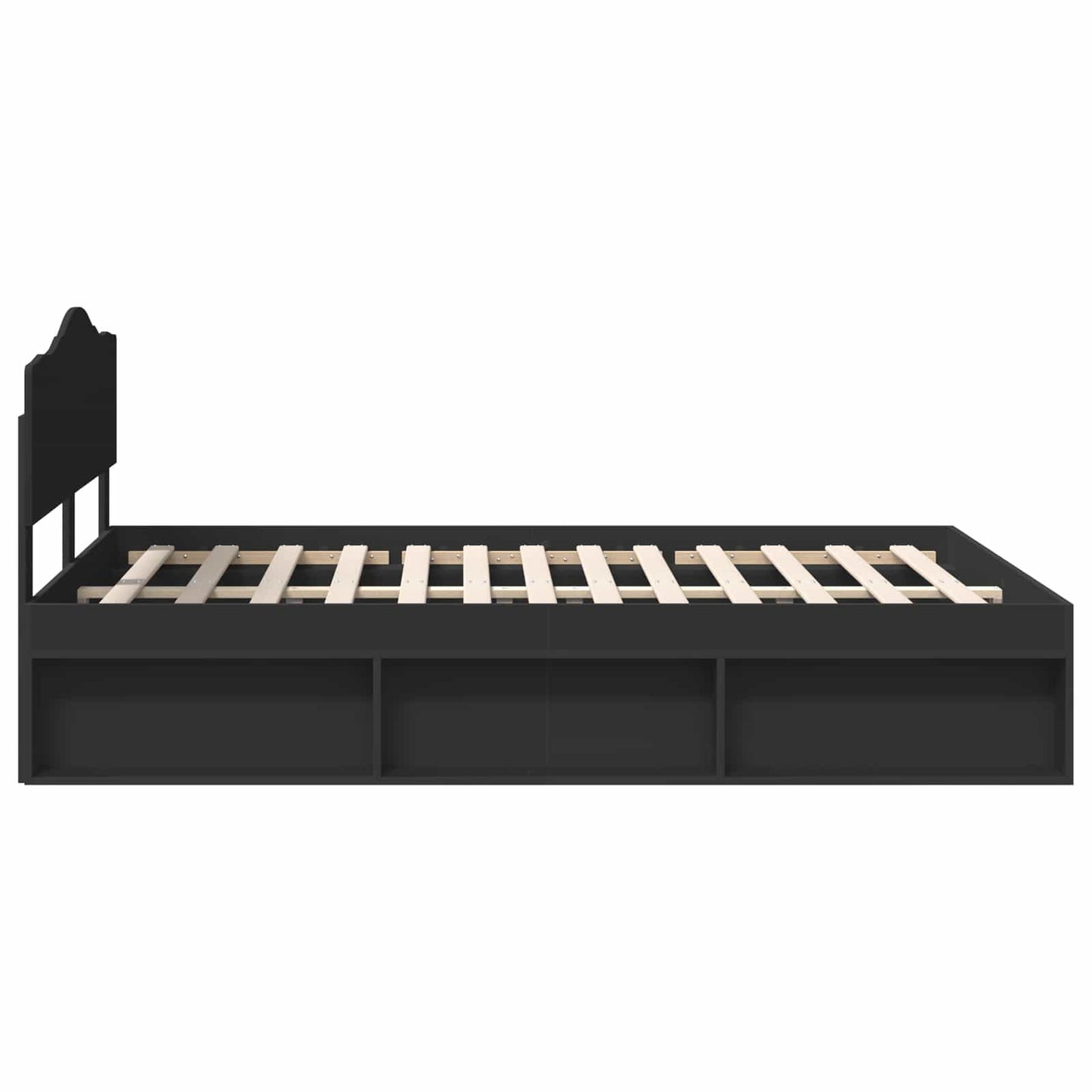 Bed Frame with Headboard Black 150 x 200 cm Solid Pine Wood