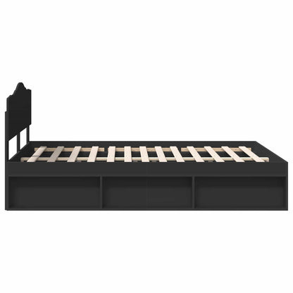 Bed Frame with Headboard Black 150 x 200 cm Solid Pine Wood