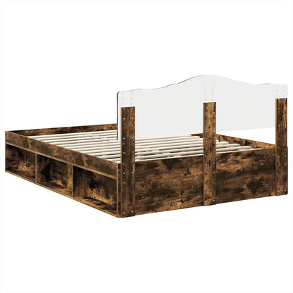 Bed Frame Smoked Oak 150 x 200 cm Solid Pine Wood