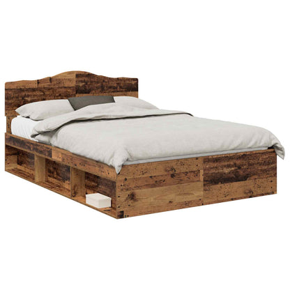 Bed Frame with Headboard Old Wood 150 x 200 cm Solid Pine Wood