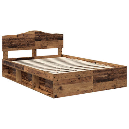 Bed Frame with Headboard Old Wood 150 x 200 cm Solid Pine Wood