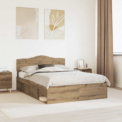 Bed Frame Artisian Oak 150 x 200 cm Solid Pine Wood
