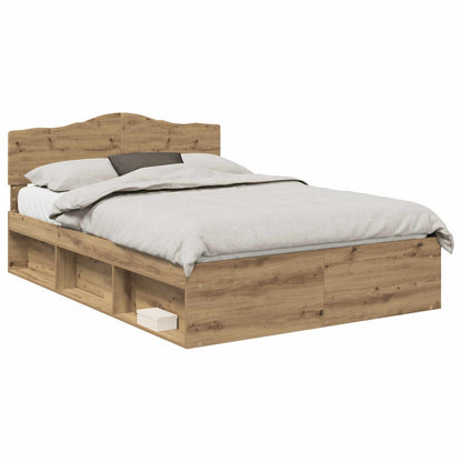 Bed Frame Artisian Oak 150 x 200 cm Solid Pine Wood