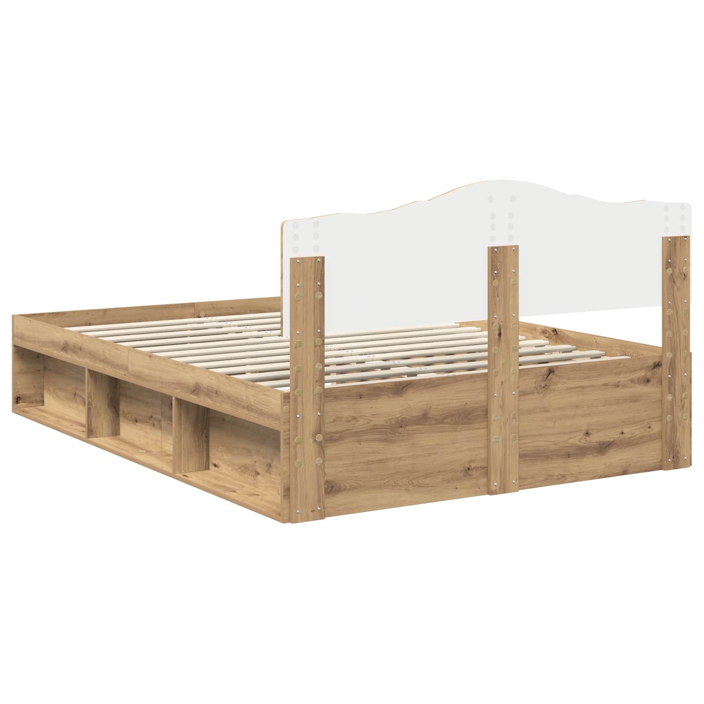 Bed Frame Artisian Oak 150 x 200 cm Solid Pine Wood