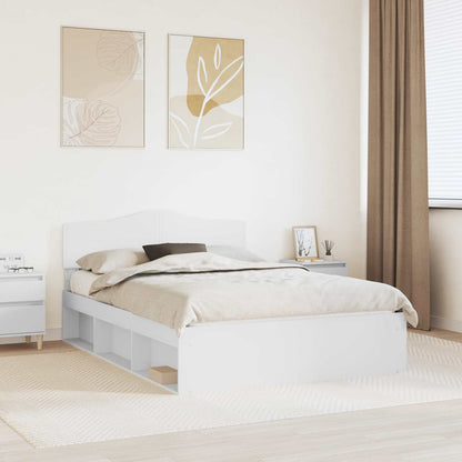 Bed Frame with Headboard White 140 x 200 cm Solid Pine Wood