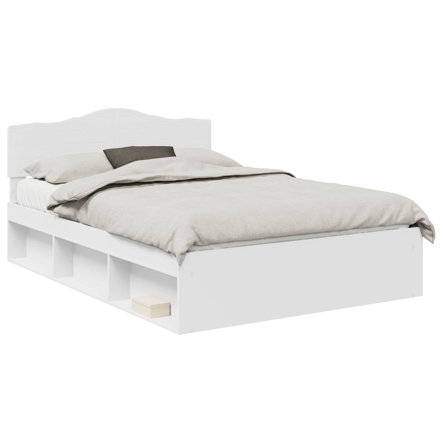 Bed Frame with Headboard White 140 x 200 cm Solid Pine Wood