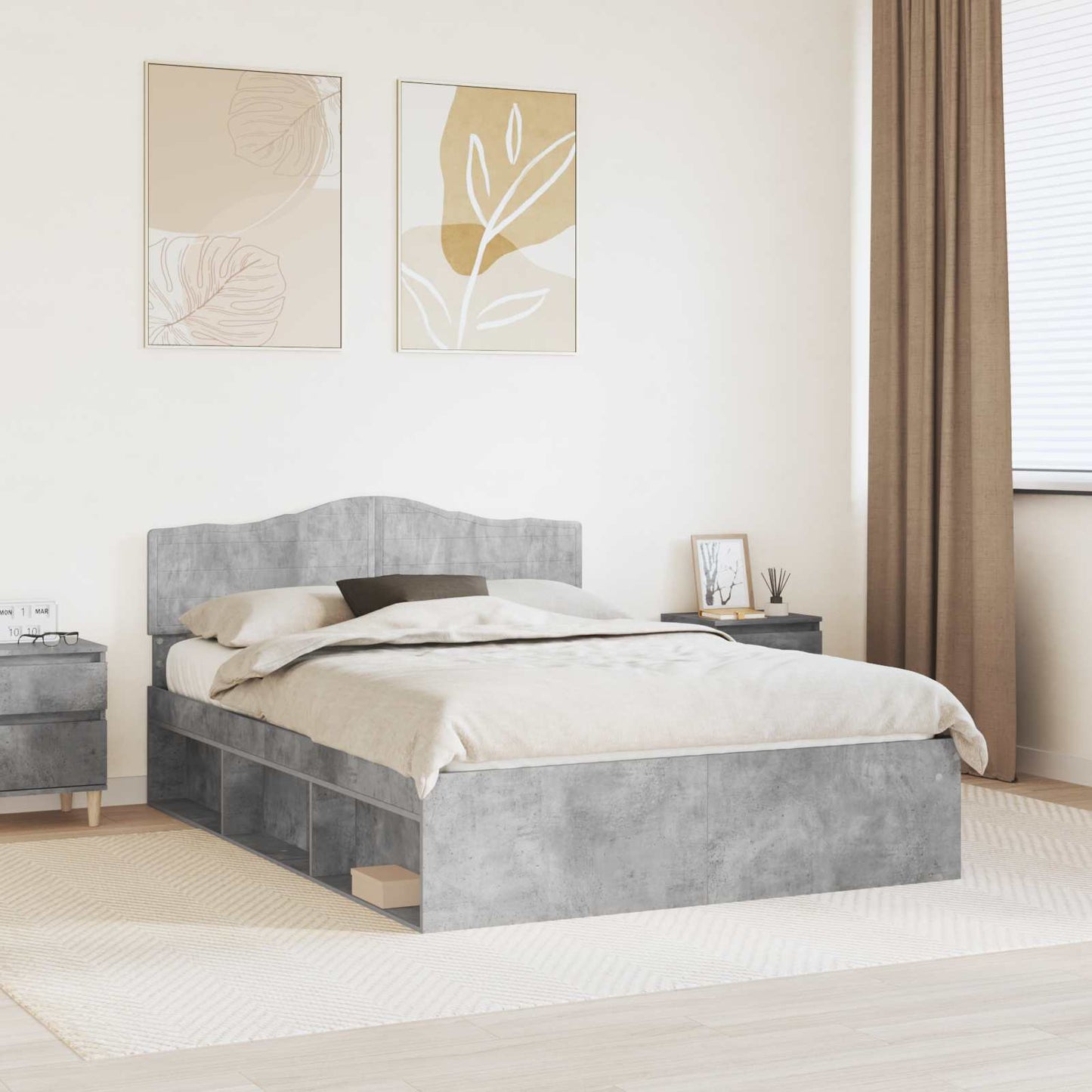 Bed Frame with Headboard Concerte 140 x 200 cm Solid Pine Wood