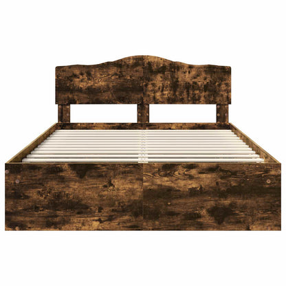 Bed Frame Smoked Oak 140 x 200 cm Solid Pine Wood