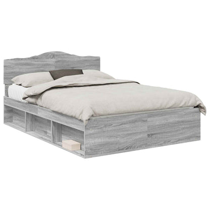 Bed Frame Grey Sonoma 140 x 200 cm Solid Pine Wood