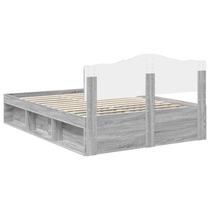 Bed Frame Grey Sonoma 140 x 200 cm Solid Pine Wood