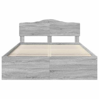 Bed Frame Grey Sonoma 140 x 200 cm Solid Pine Wood