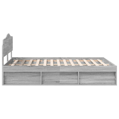 Bed Frame Grey Sonoma 140 x 200 cm Solid Pine Wood
