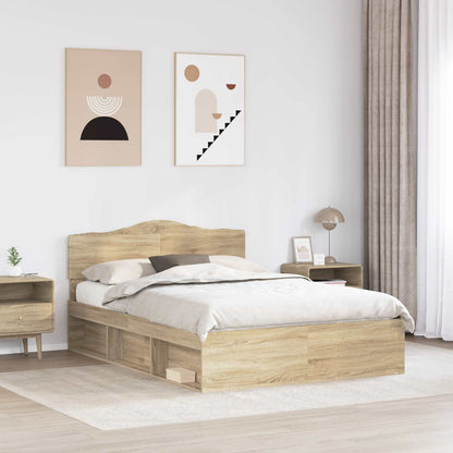 Bed Frame with Headboard Sonoma 140 x 190 cm Solid Pine Wood