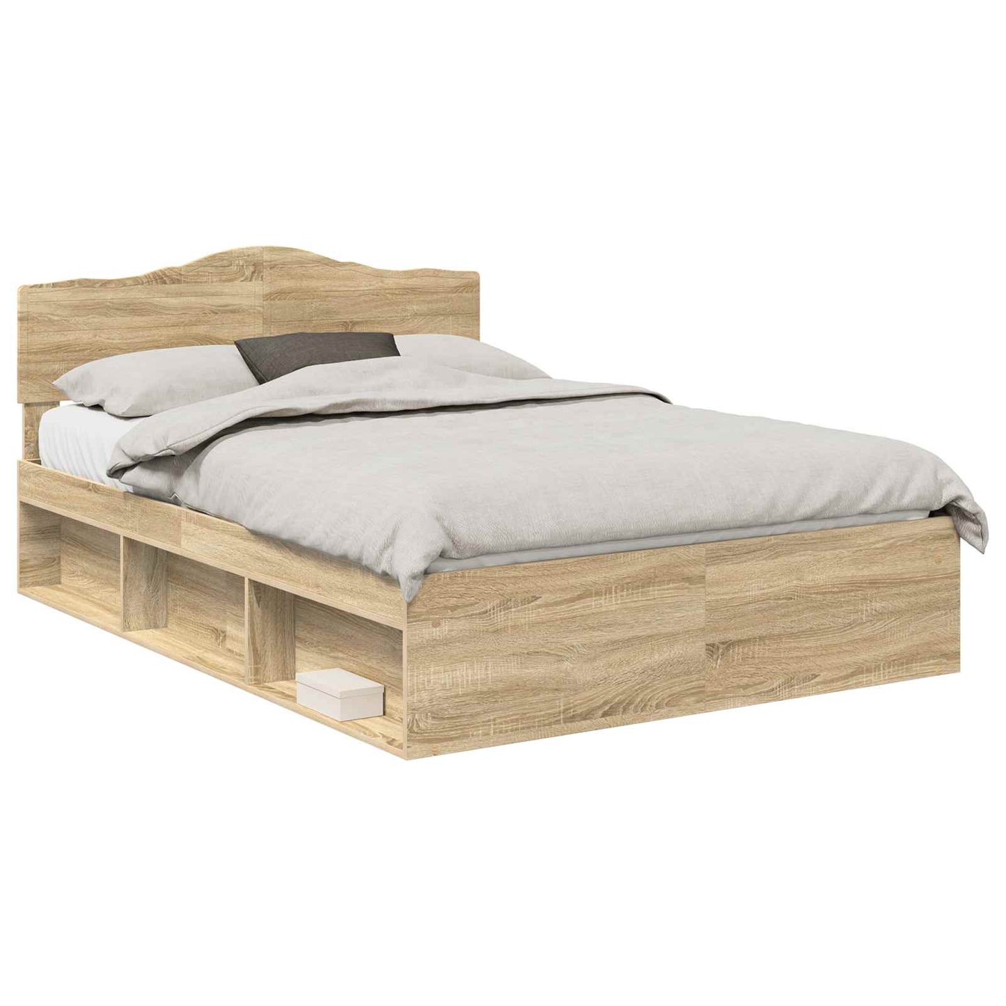Bed Frame with Headboard Sonoma 140 x 190 cm Solid Pine Wood