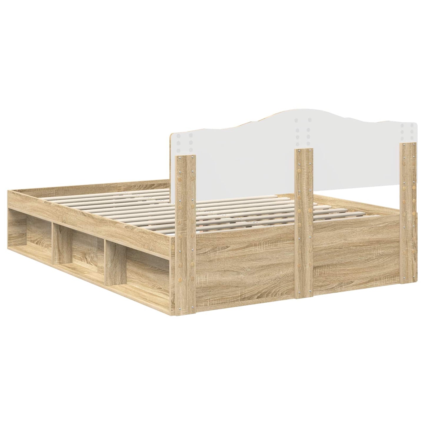 Bed Frame with Headboard Sonoma 140 x 190 cm Solid Pine Wood