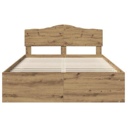 Bed Frame Artisian Oak 140 x 190 cm Solid Pine Wood