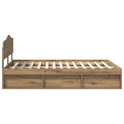 Bed Frame Artisian Oak 140 x 190 cm Solid Pine Wood