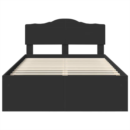 Bed Frame with Headboard Black 135 x 190 cm Solid Pine Wood