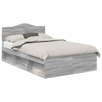 Bed Frame Grey Sonoma 135 x 190 cm Solid Pine Wood
