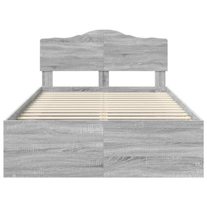 Bed Frame Grey Sonoma 135 x 190 cm Solid Pine Wood
