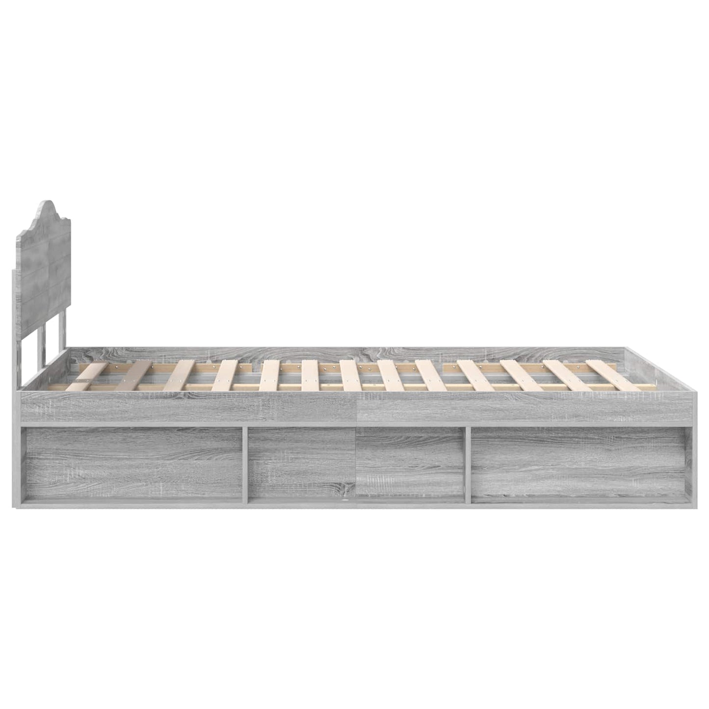 Bed Frame Grey Sonoma 135 x 190 cm Solid Pine Wood