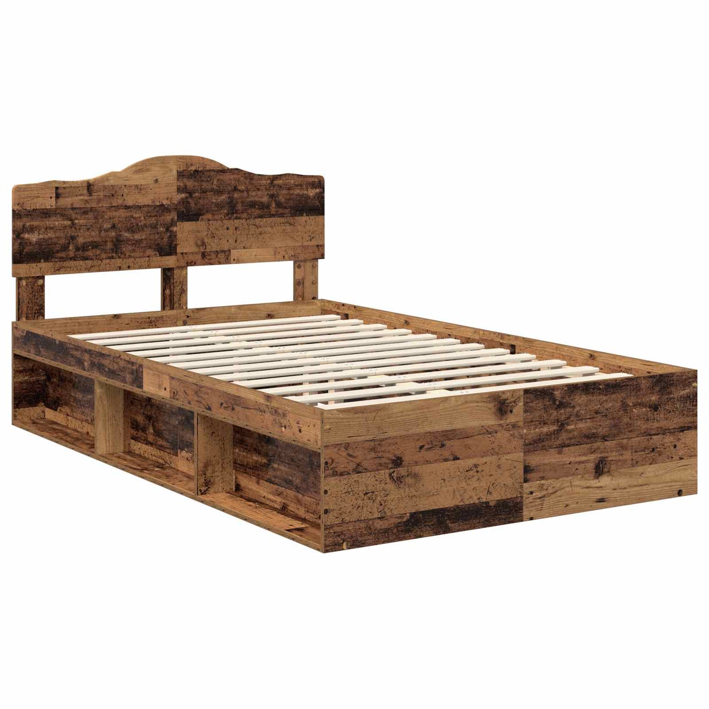 Bed Frame with Headboard Old Wood 135 x 190 cm Solid Pine Wood