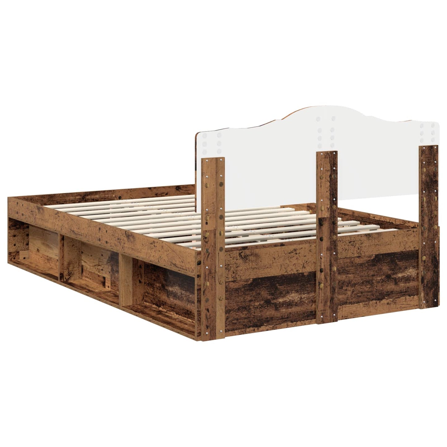 Bed Frame with Headboard Old Wood 135 x 190 cm Solid Pine Wood