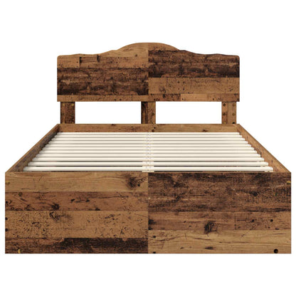 Bed Frame with Headboard Old Wood 135 x 190 cm Solid Pine Wood