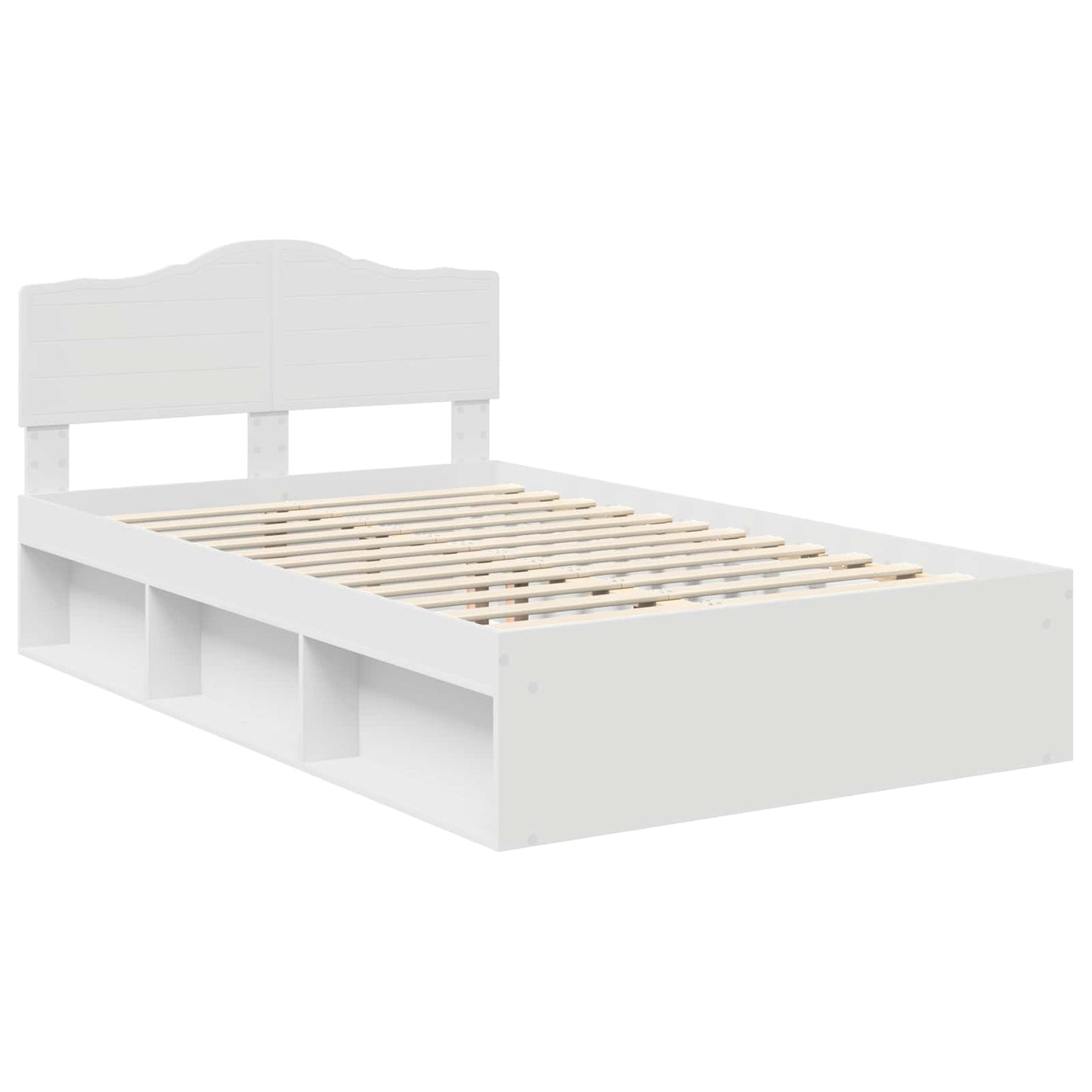 Bed Frame with Headboard White 120 x 200 cm Solid Pine Wood