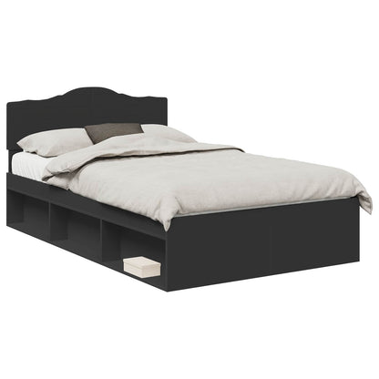 Bed Frame with Headboard Black 120 x 200 cm Solid Pine Wood