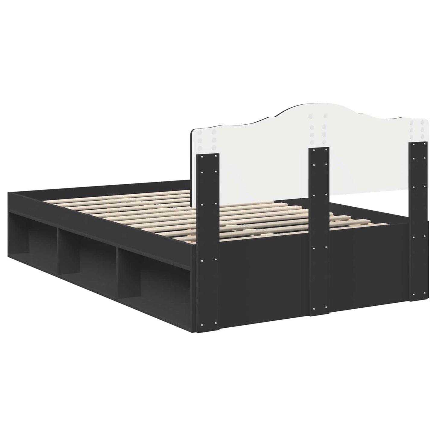 Bed Frame with Headboard Black 120 x 200 cm Solid Pine Wood