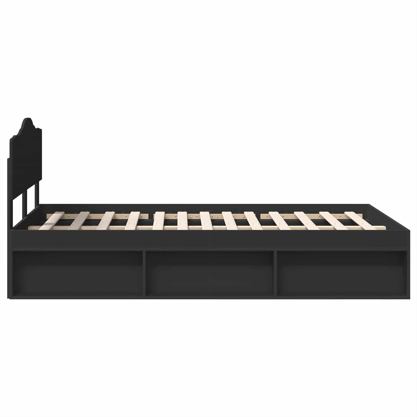 Bed Frame with Headboard Black 120 x 200 cm Solid Pine Wood