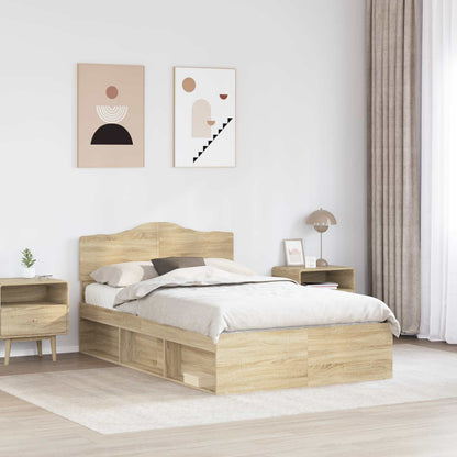Bed Frame with Headboard Sonoma 120 x 200 cm Solid Pine Wood
