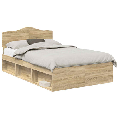 Bed Frame with Headboard Sonoma 120 x 200 cm Solid Pine Wood