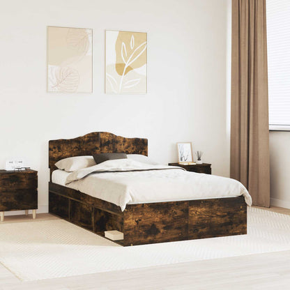 Bed Frame Smoked Oak 120 x 200 cm Solid Pine Wood
