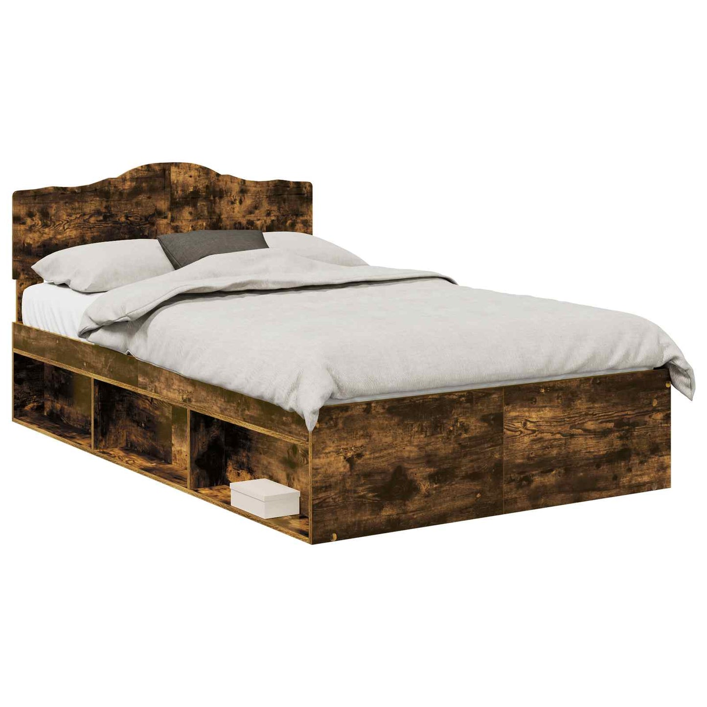 Bed Frame Smoked Oak 120 x 200 cm Solid Pine Wood