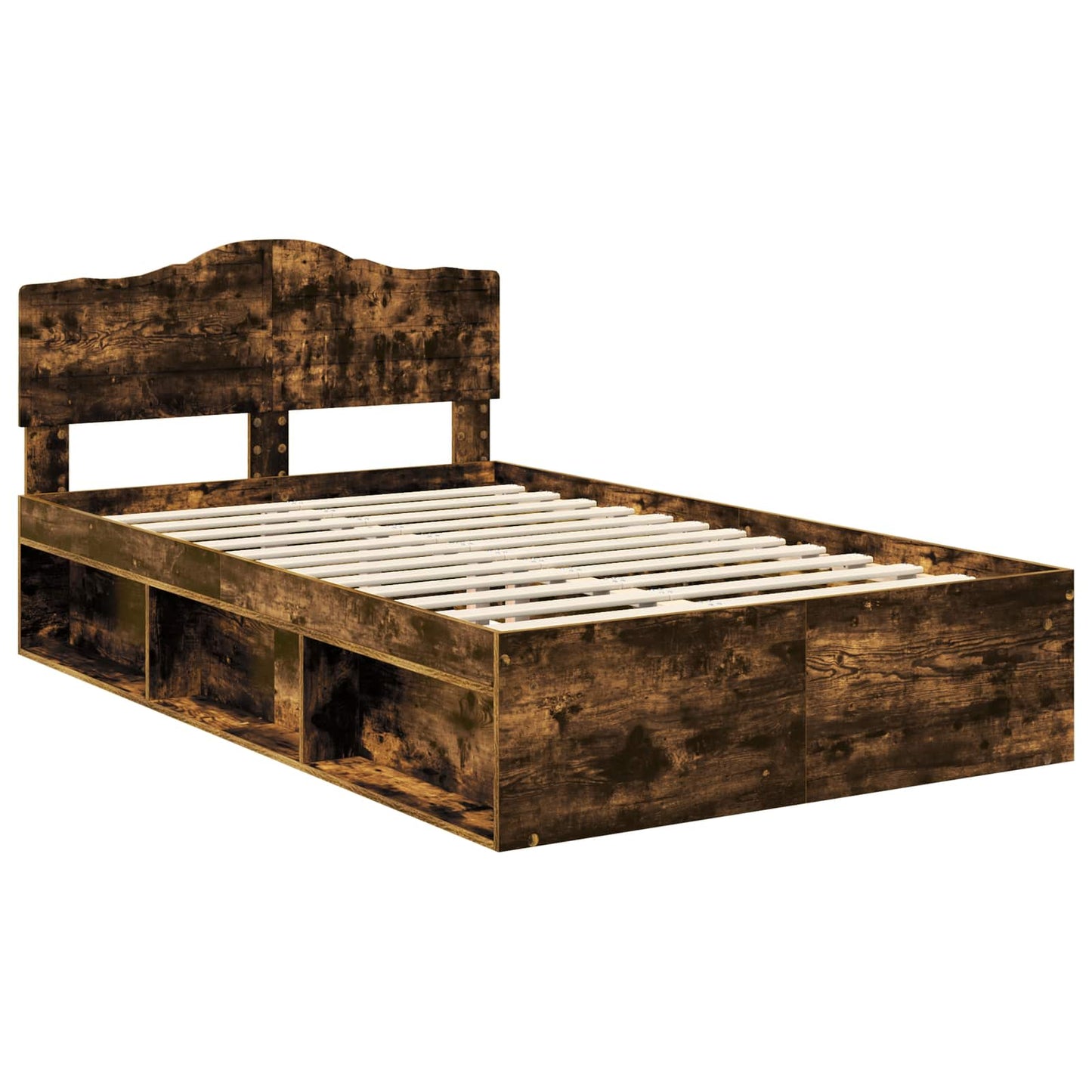 Bed Frame Smoked Oak 120 x 200 cm Solid Pine Wood