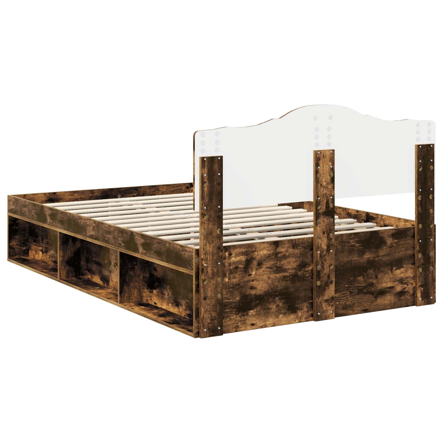 Bed Frame Smoked Oak 120 x 200 cm Solid Pine Wood