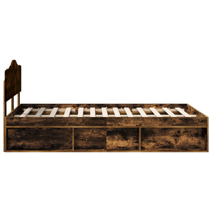 Bed Frame Smoked Oak 120 x 200 cm Solid Pine Wood