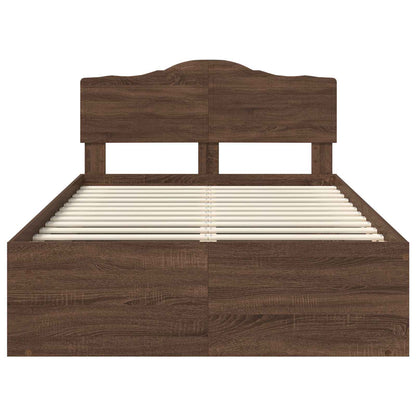 Bed Frame with Headboard Brown Oak 120 x 200 cm Solid Pine Wood