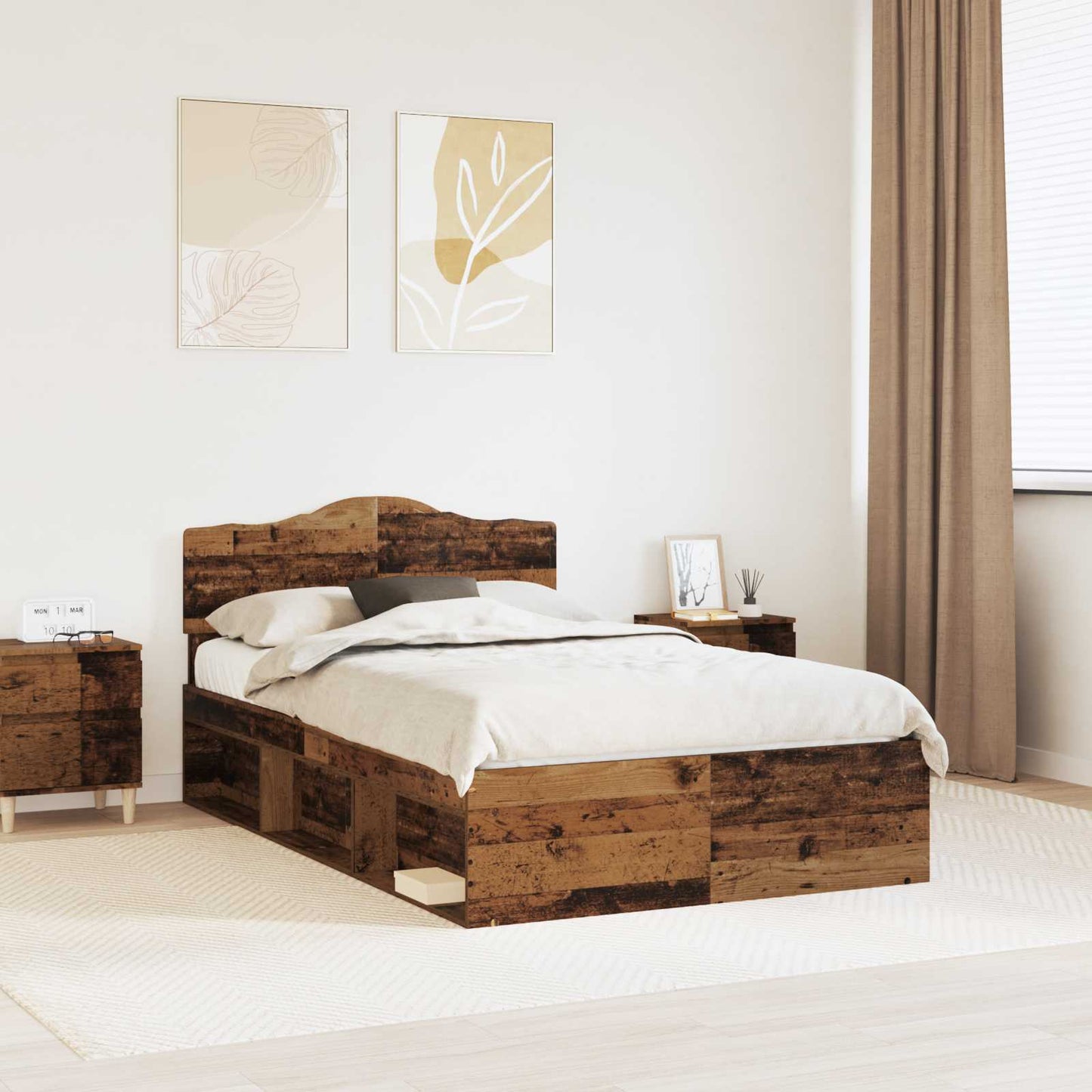 Bed Frame with Headboard Old Wood 120 x 200 cm Solid Pine Wood