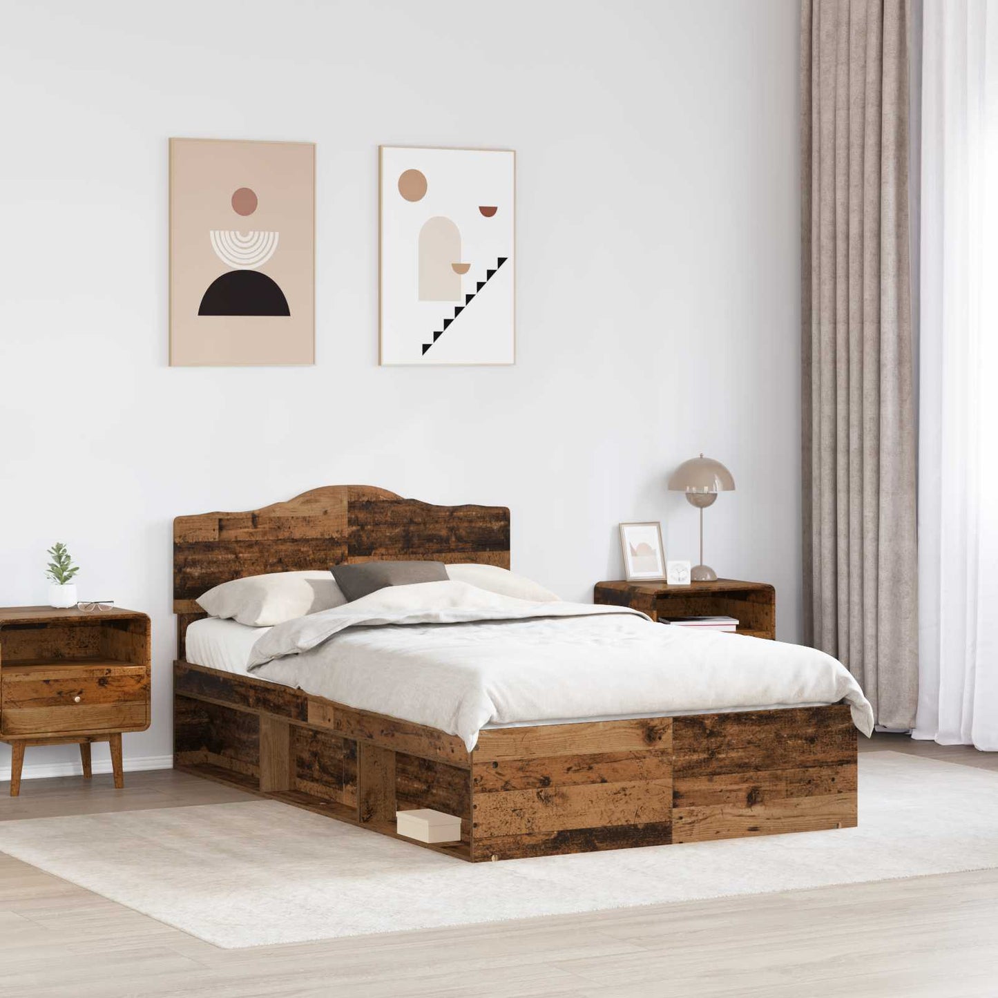Bed Frame with Headboard Old Wood 120 x 200 cm Solid Pine Wood