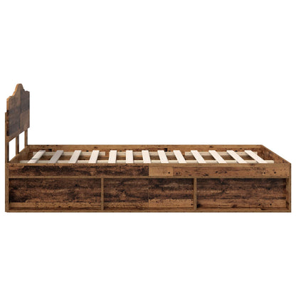 Bed Frame with Headboard Old Wood 120 x 200 cm Solid Pine Wood